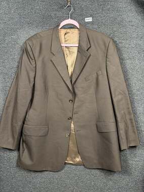 Kasper Blazer Mens Sz 46T Brown Pure Wool 3 Button Suit Jacket Made In Canada